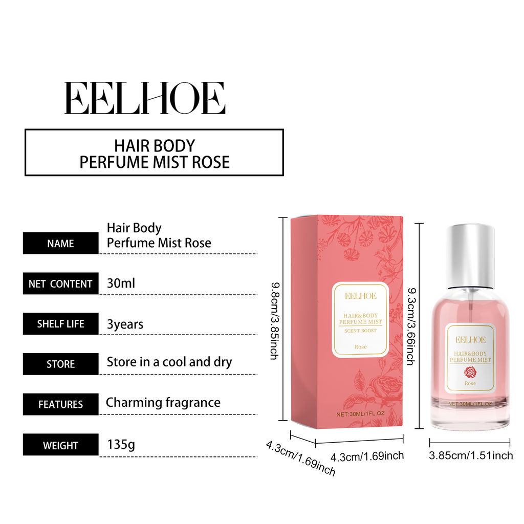 EELHOE Body Hair Perfume Spray Body Skin Hair Long-Lasting Fragrance